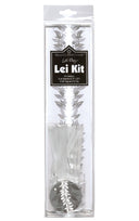 Candy Lei Kit, Maile in silver packaging, showcasing a sleek and elegant Maile leaf design for making tropical candy leis.