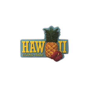 Hand Painted Polyresin Magnet featuring a Hawaiʻi Pineapple and Aloha State design, a tropical keepsake celebrating island life.
