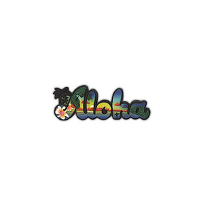 Hand Painted Polyresin Magnet featuring a stunning sunset with Aloha lettering, a tropical souvenir capturing island sunsets.