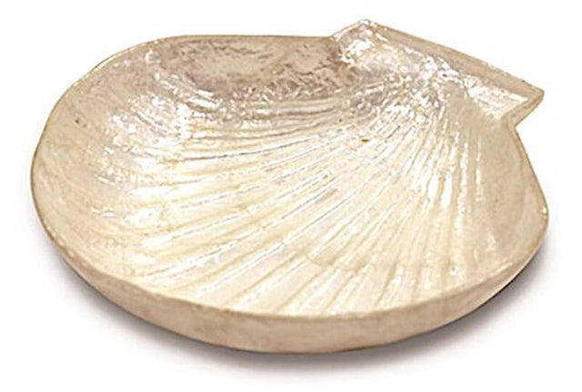 Mini Clamshell Soap Dish in a natural finish, 4-inch size, perfect for adding coastal charm to your bathroom or kitchen.