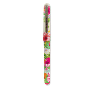 Aloha Floral-themed rollerball pen featuring vibrant tropical flowers, perfect for writing in style