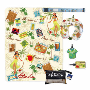 Stamped with Aloha Travel Gift Bundle featuring charming island-inspired travel accessories with tropical motifs and Aloha spirit.