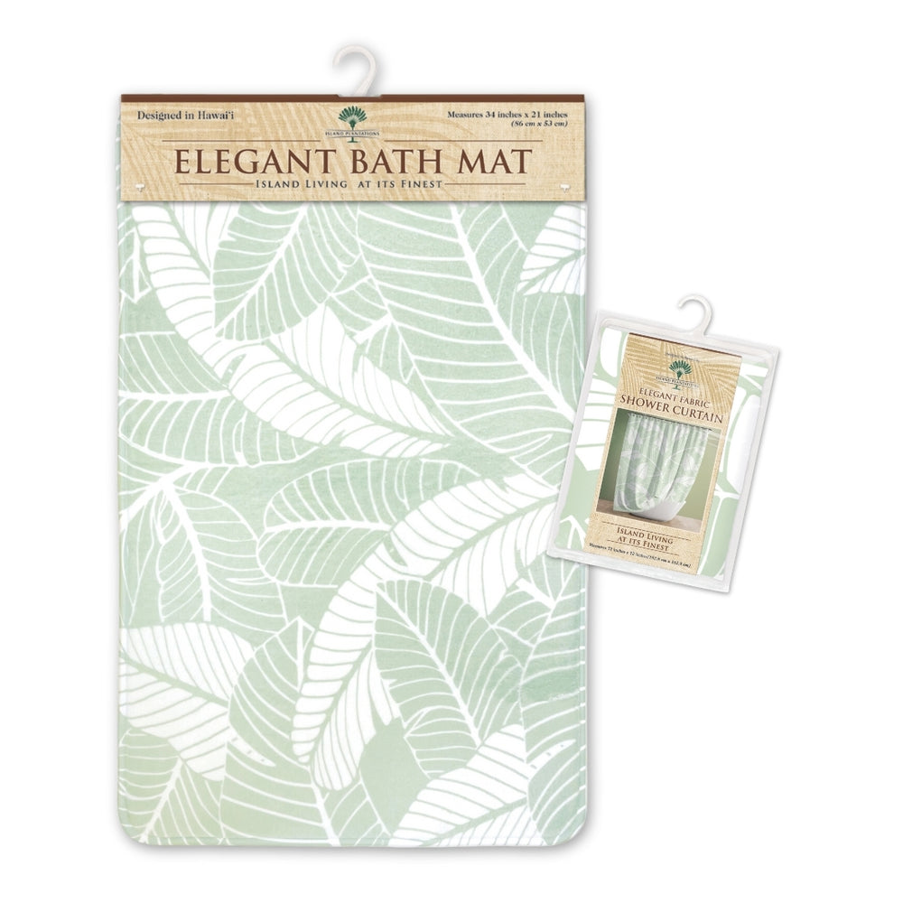 Tropical Leaves Bathroom Accessories Gift Bundle in sage green, offering earthy tropical charm and coordinated essentials for your bath space.