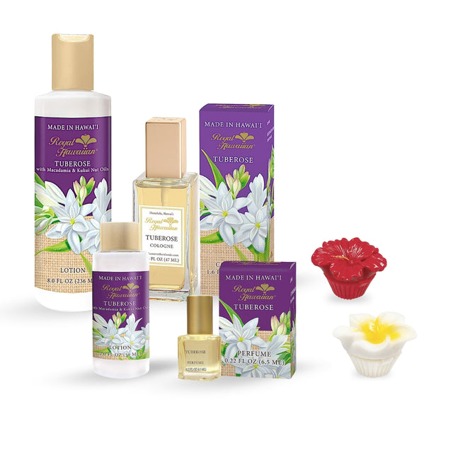 Tuberose Cologne, Lotion, and Lip Gloss Gift Bundle featuring tropical-scented beauty essentials perfect for everyday indulgence or thoughtful gifting.