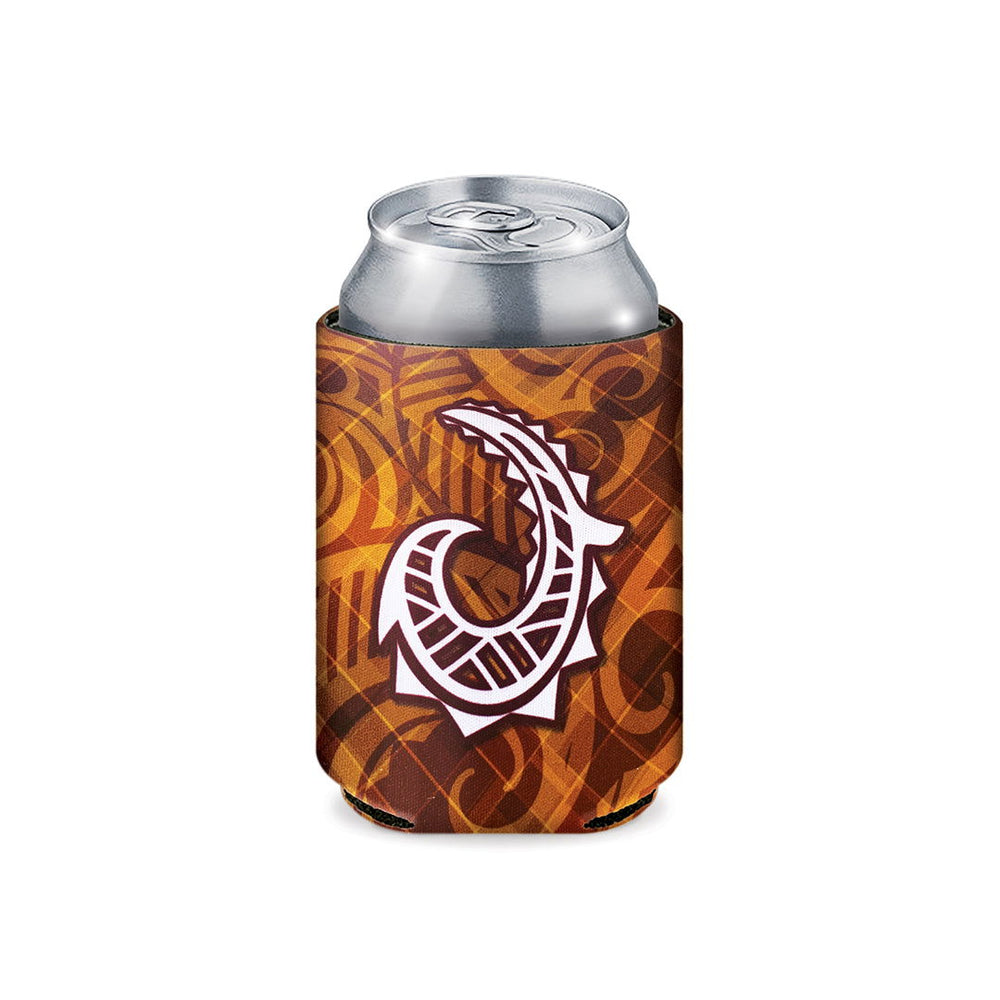 Island Can Cooler, Tribal Hook - Brown  