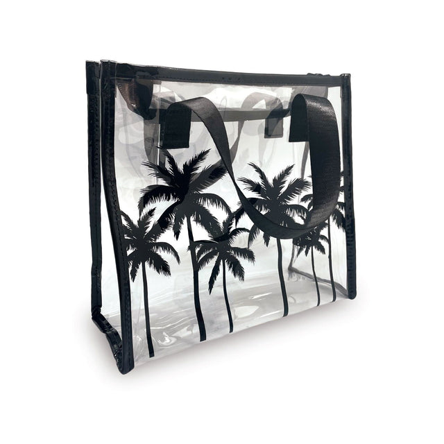 Island Clear Tote with Palm Trees pattern on transparent background