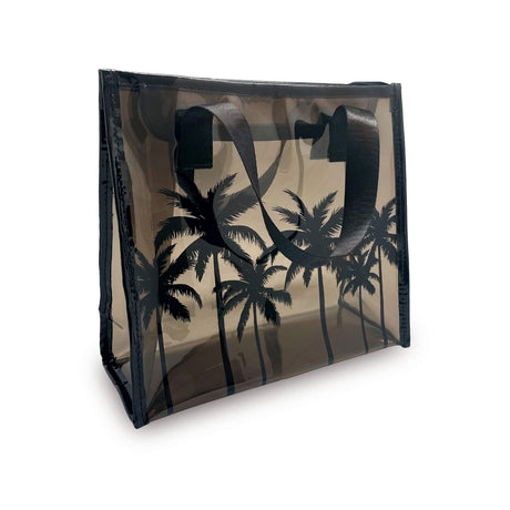 Island Clear Tote with Dark Palm Trees pattern