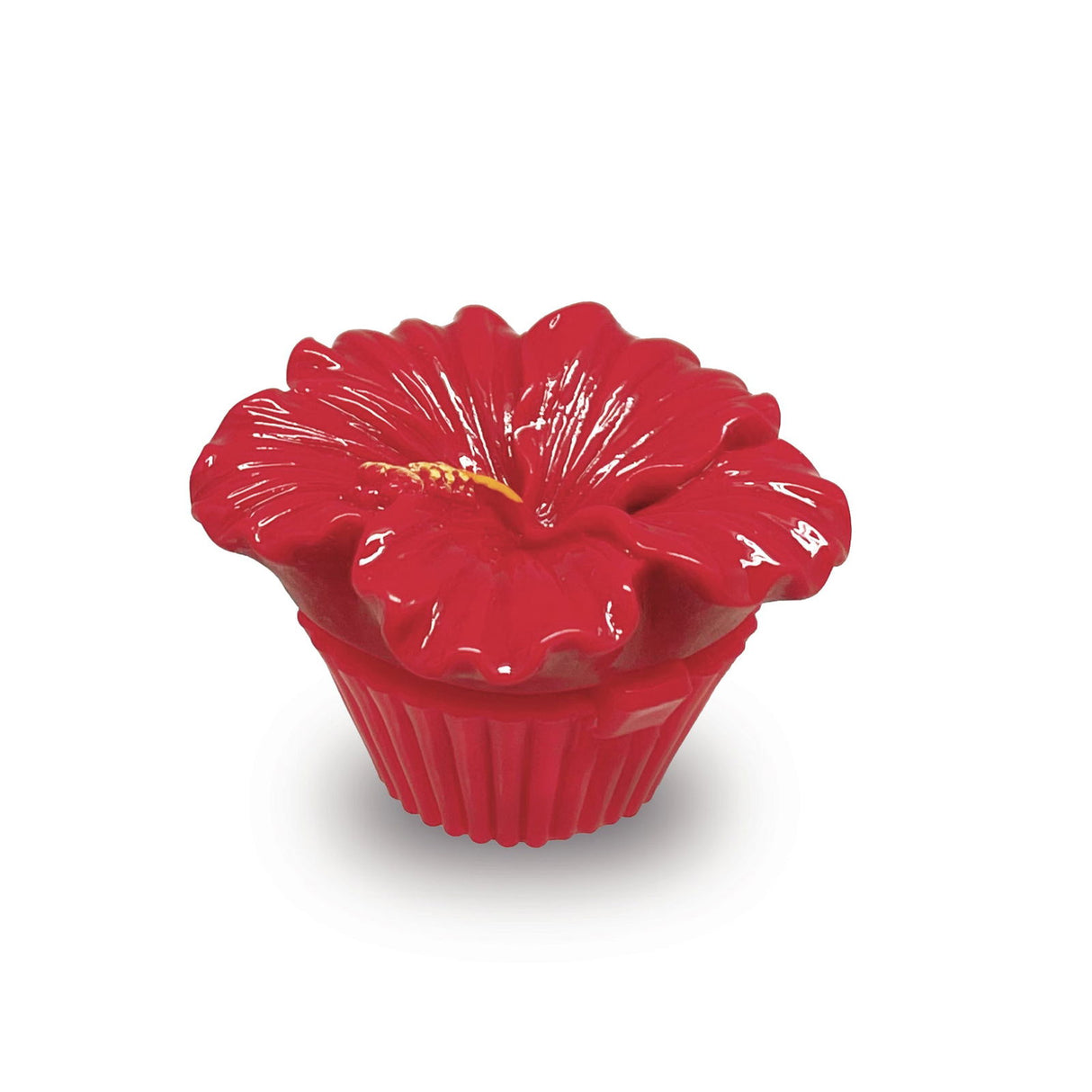 Island lip gloss featuring a Red Hibiscus design, offering a vibrant tropical look with moisturizing and glossy finish.