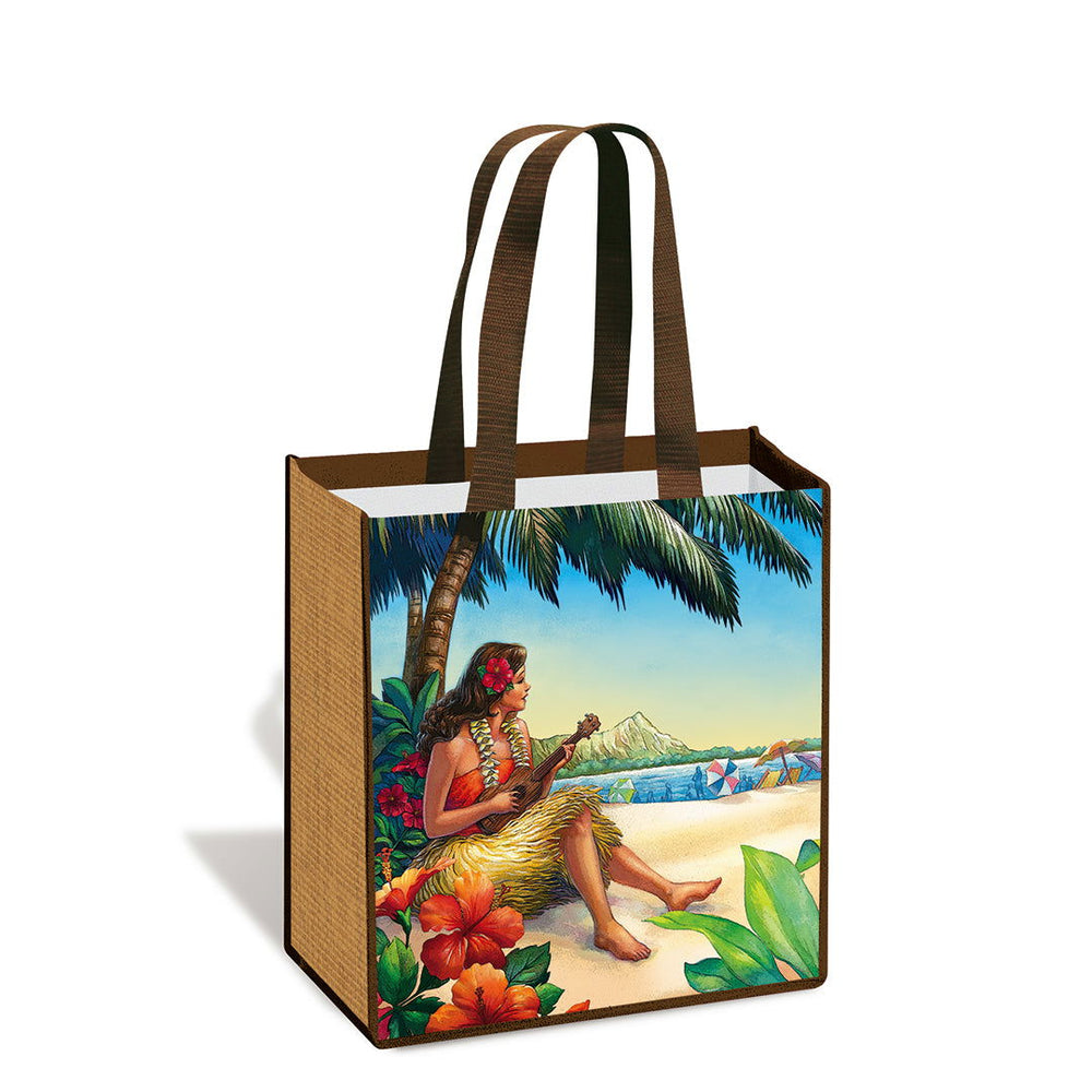 Island tote bag featuring a Vintage Hawai‘i design, showcasing retro illustrations and classic Hawaiian motifs, perfect for everyday use.