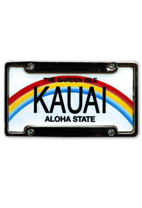 The garden isle Kauai aloha state rainbow licence plate