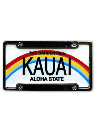 The garden isle Kauai aloha state rainbow licence plate