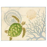 Kitchen dying mat with a Hawaiian sea turtle, coral and shells