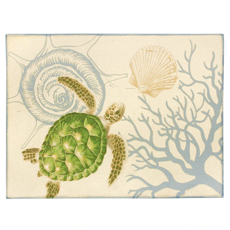 Kitchen dying mat with a Hawaiian sea turtle, coral and shells
