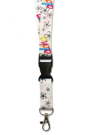 Lanyard featuring a Bold Aloha design, showcasing vibrant tropical motifs and colors, ideal for holding keys or ID badges.