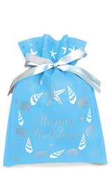 Large Drawstring Gift Bags 3-Pack, Seashell Wreath