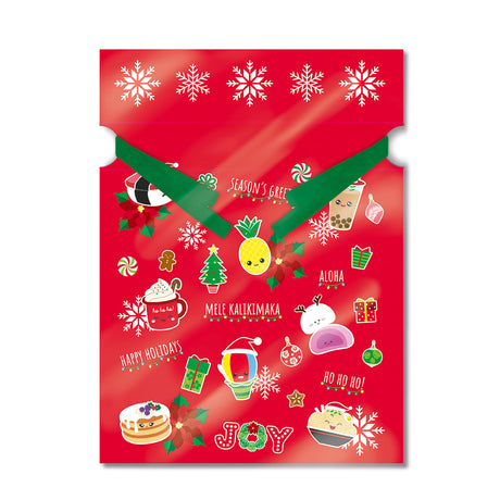 Large Foil Drawstring Gift Bag 3 Pack, Festive Local Grindz