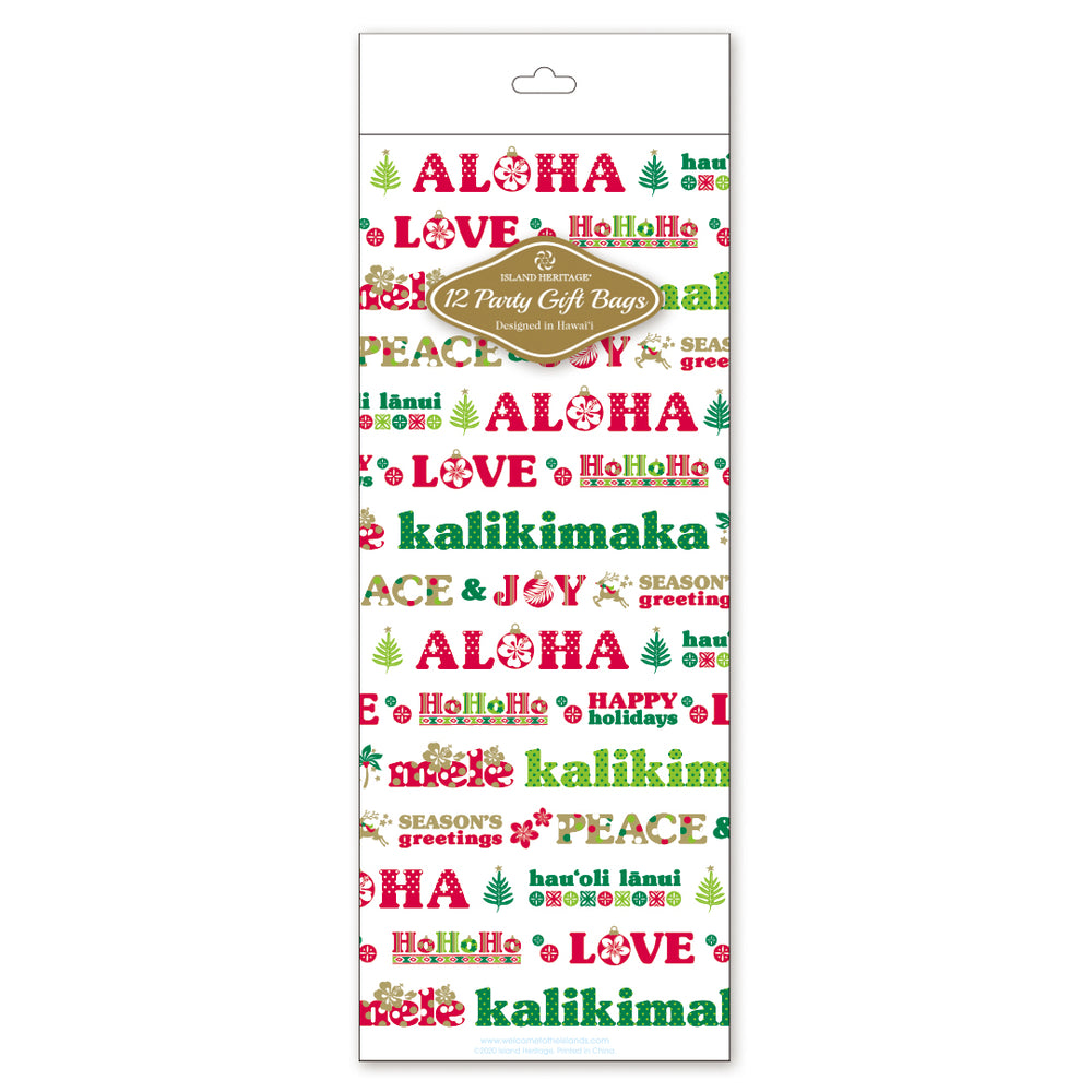 Large Small Cello Bag 12-Pack, Aloha Season's Greetings