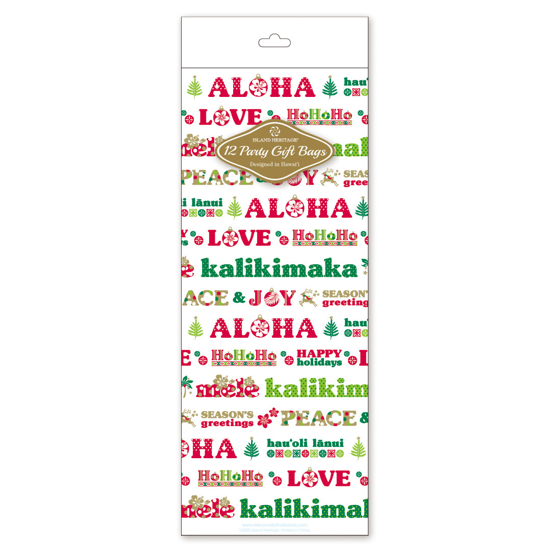 Large Small Cello Bag 12-Pack, Aloha Season's Greetings