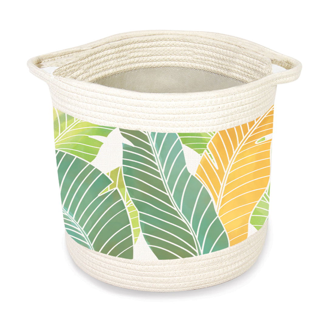 Storage Baskets, Tropical Leaves Green - Large  