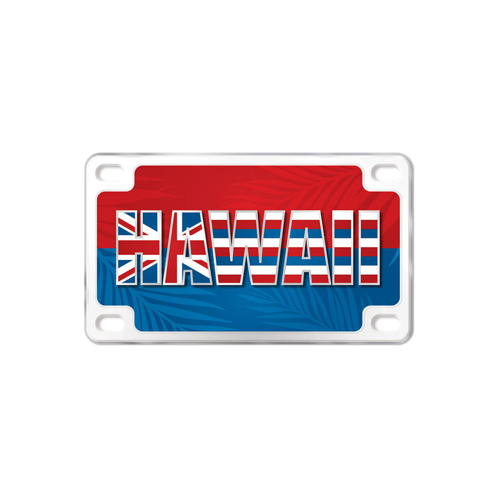 License Plate Shaped Magnet,  Hawai'i Flag Print