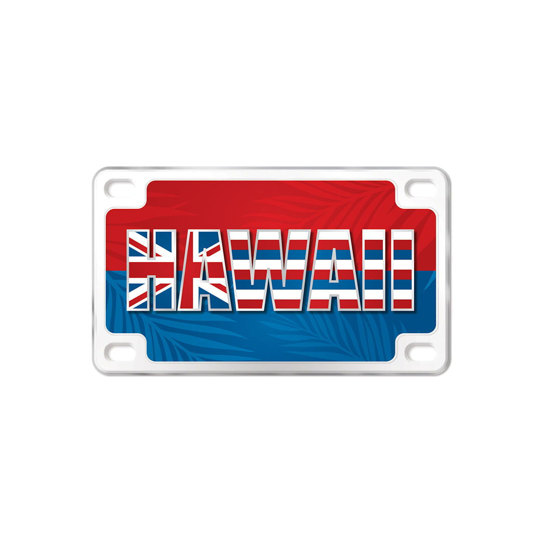 License Plate Shaped Magnet,  Hawai'i Flag Print