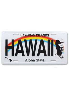 License plate featuring 'The King' design, paying tribute to Hawaii with bold text and royal-inspired tropical elements.