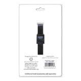 Back of white luggage tag package with black strap