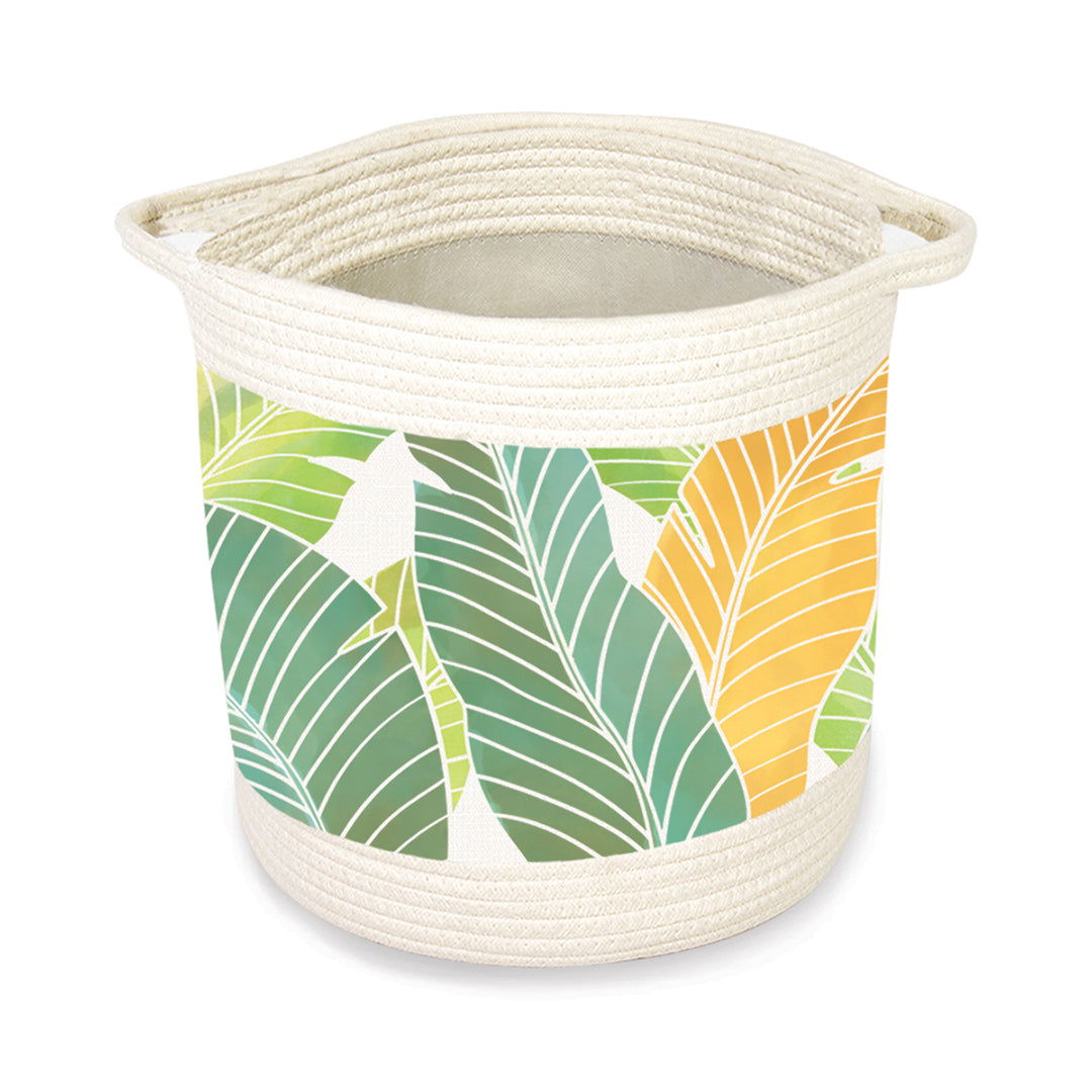 Storage Baskets, Tropical Leaves Green - Medium  