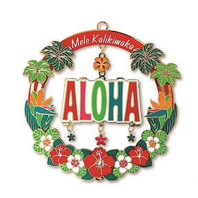 Metal Die Cut Ornament, Mele Aloha