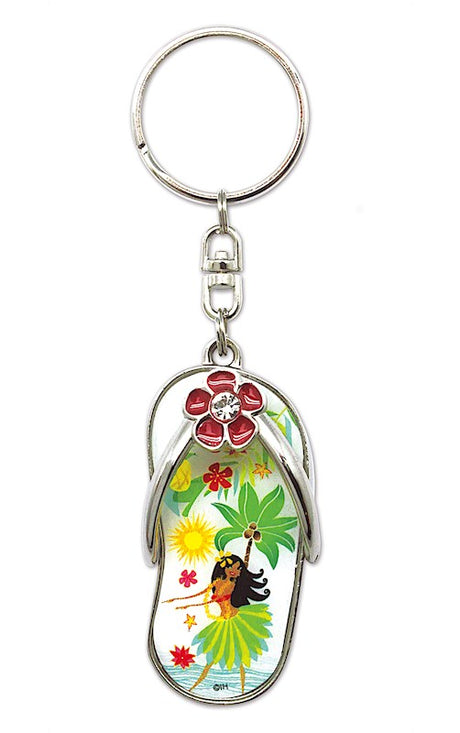 Metal Slipper Keychain, Hula Maiden