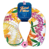 Leis of Aloha microfiber neck pillow, showcasing floral designs for added comfort during travel or lounging.