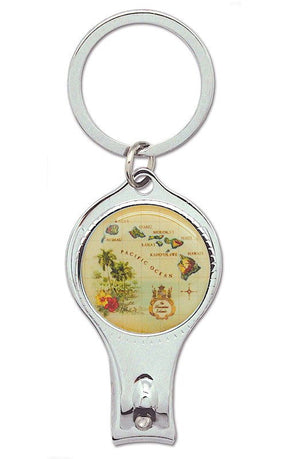 Nail clipper keychain featuring an Island of Hawaii design, showcasing vibrant tropical imagery, perfect for convenient nail care on the go.
