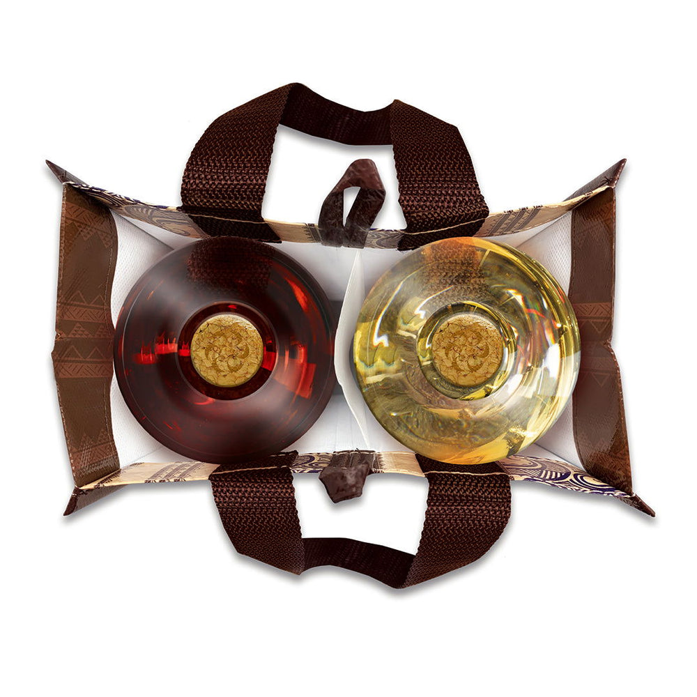 Non-Woven 2 Bottle Wine Carrier, Tribal - Tan  
