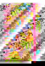 Notebook with an elastic band featuring the Island Hula Honeys, Too design, showcasing vibrant illustrations of hula dancers and tropical themes, ideal for organizing notes and ideas.