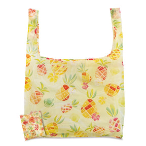Compact folded view of the Pineapple Party Foldable Tote, easily stored in its own pouch for convenience