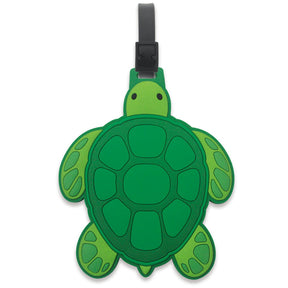 PVC ID/luggage tag featuring a honu (sea turtle) design, with intricate detailing and vibrant colors, perfect for personalizing travel items.