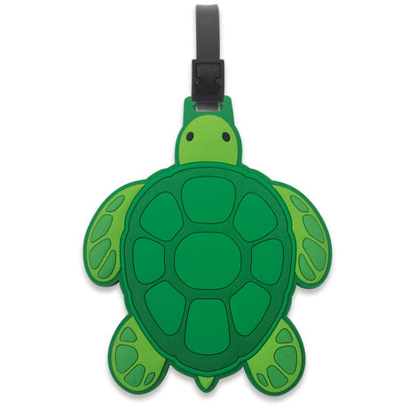 PVC ID/luggage tag featuring a honu (sea turtle) design, with intricate detailing and vibrant colors, perfect for personalizing travel items.