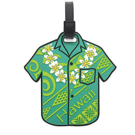 PVC ID/Luggage Tag, Aloha Shirt Green  