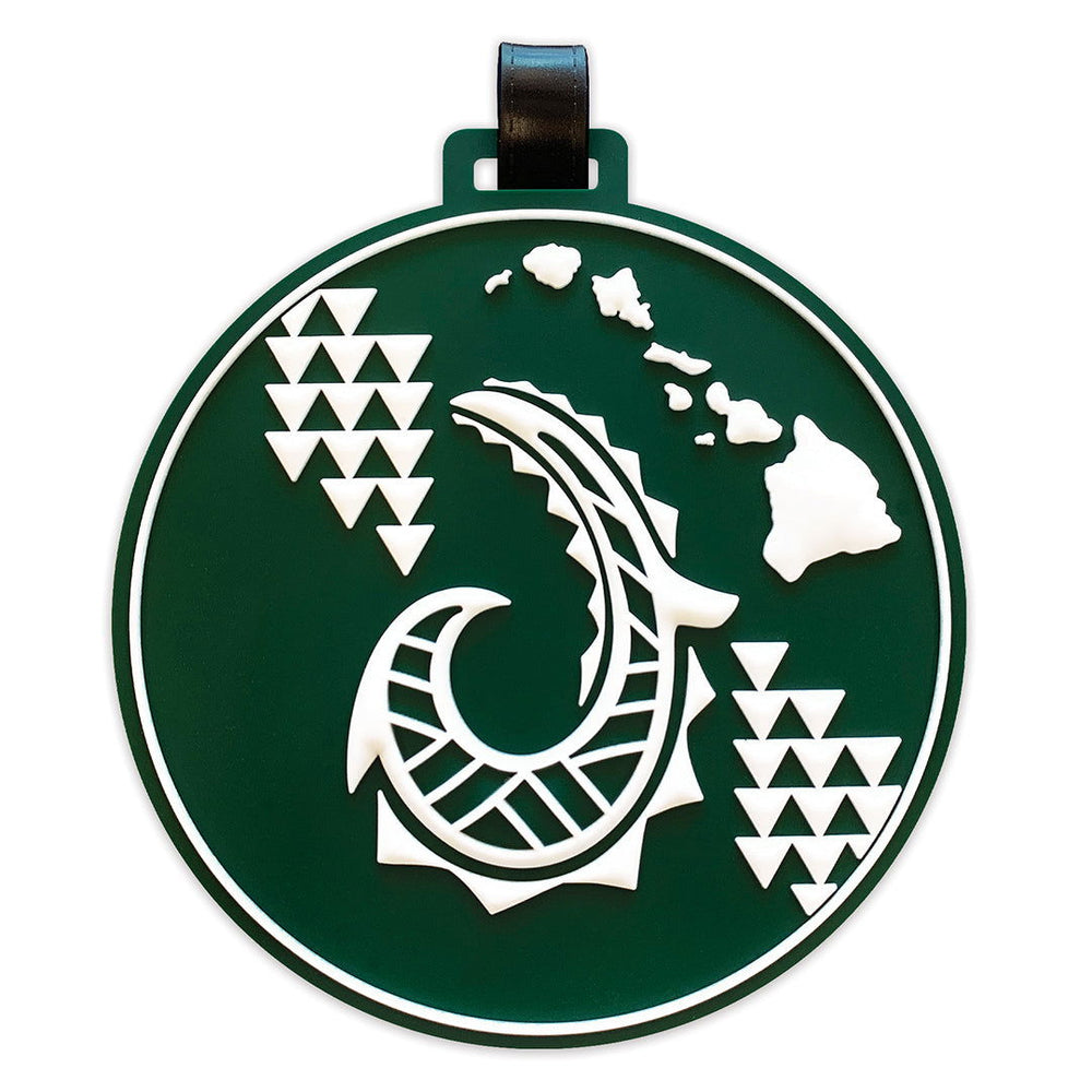 PVC Luggage Tag, Tribal Hook- Green  