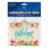 Packaged luggage tags with Hawaii floral aloha theme