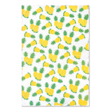 A white microfiber kitchen towel with pineapples.