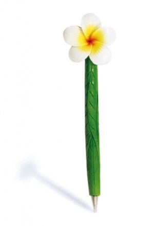 Polyresin Pen, White Plumeria