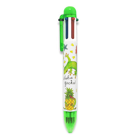 Rainbow Writer pen featuring an Aloha Gecko design, showcasing playful gecko illustrations with a tropical flair, perfect for fun and colorful writing.