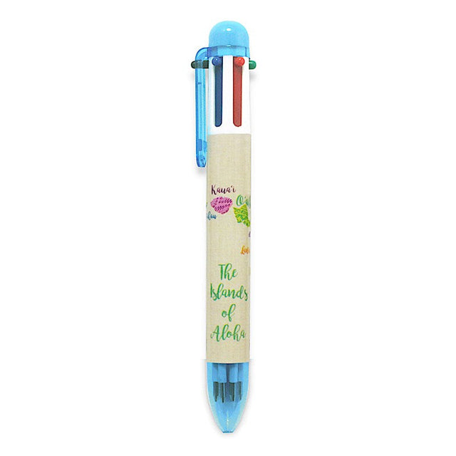 Rainbow Writer pen featuring The Islands of Aloha design, showcasing vibrant island-inspired motifs, perfect for colorful and tropical writing.