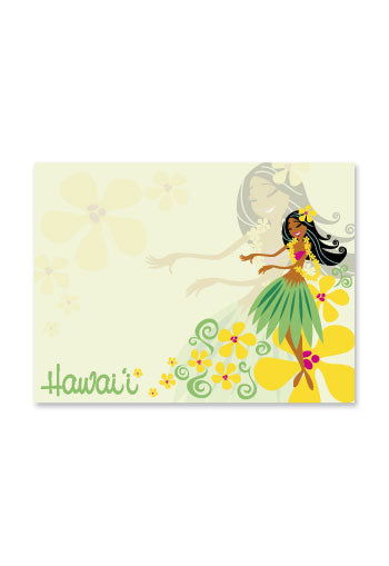 Rectangular Stick 'N Notes featuring a Lovely Hula Hands design, with vibrant illustrations of graceful hula dancers, perfect for jotting down reminders or messages.