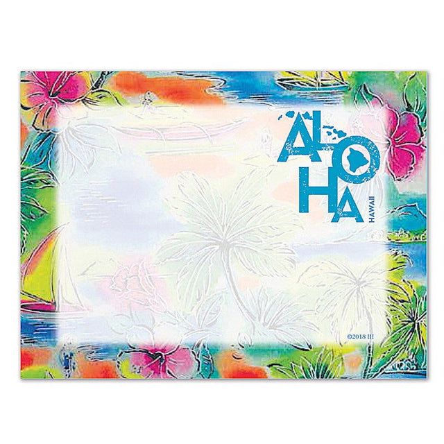 Rectangular Stick'n notes featuring a Tropical Aloha design, showcasing vibrant tropical motifs, perfect for writing reminders and notes with a fun flair.