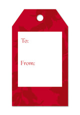Red Christmas gift tag with words to and from