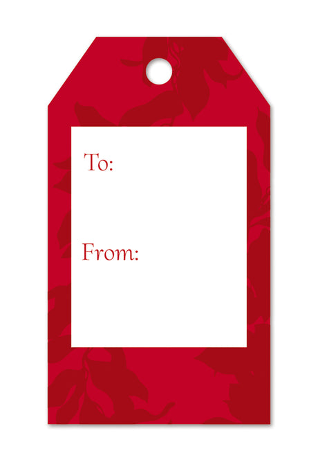 Red Christmas gift tag with words to and from