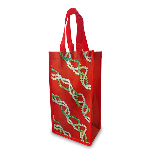 Red Hawaii lei Christmas wine bag