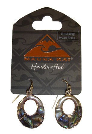 Shell/Pewter Earrings, Paua Oval Dangling